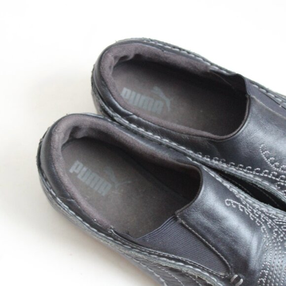 Puma Archive Women's Black Leather Japanese Embroidered Yin Sneakers Size 8.5 - Picture 7 of 8